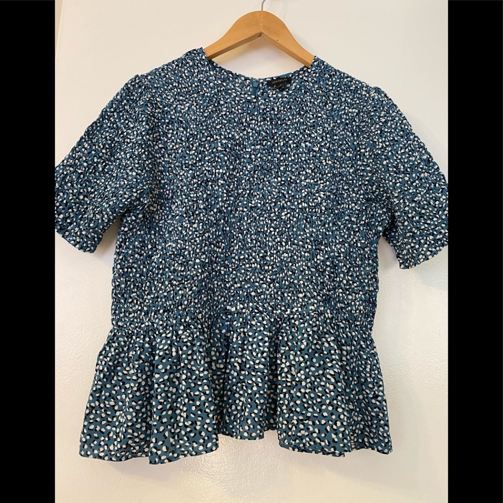 ANN Taylor Fiesta Dot Smocked Peplum Top